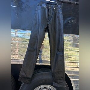 Vintage Wrangler black pleather no size tag fits like 29 x 34